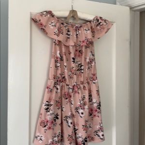 Floral on/off shoulder romper.